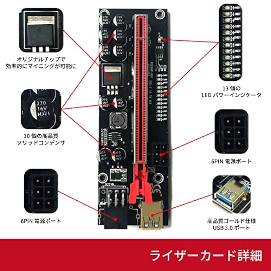 PCI-E 1X 16X ライザーカード 2フィートUSB 15個セット Amazon.co.jp: 最新型 PCI-E 1X to 16X ライザーカード 2
