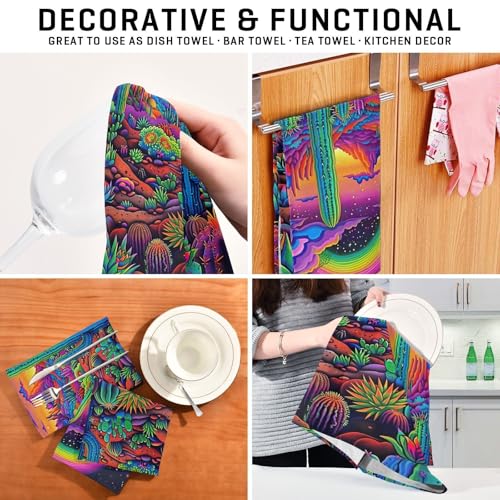 Trapos de secado de platos de cactus con diseño abstracto de 28 x 18 pulgadas para el hogar 8