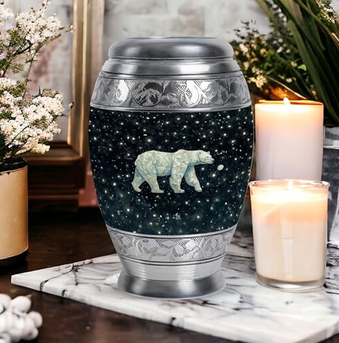 Image of Polar Bear Decorative Urn for Mom & Dad - Decorative Urns for Male & Female - Funeral Urns - Cremation Urns for Men - Ashes Urns Human Remains - 1 Large & 4 Small - Funeral Urns for Ashes