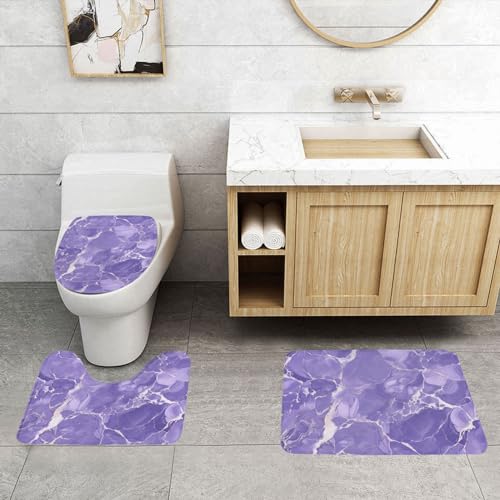 Tapis de sol flanelle marbre violet pour cuisine et entrée