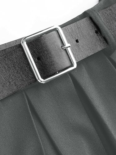 CIDER Pleated Skirts for Women Mini Skirts Solid with Belt Mid Waist A Line Short Skirt Pleated Cheerleader Skirt3