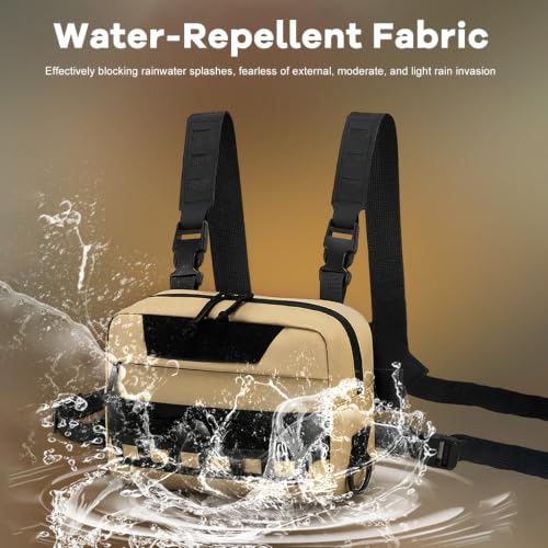 Image of GUSTAVE Chest Bag for Men Women Black Tactical Vest Bag Waterproof Multi-pockets Adjustable Rig Bag for Running, Cycling, Sports, Workouts, Outdoor