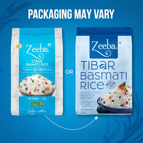 Image of Zeeba Tibar Basmati Rice 1 Kg, Perfect for Daily Home Cooking (Cooked length upto 18mm*)