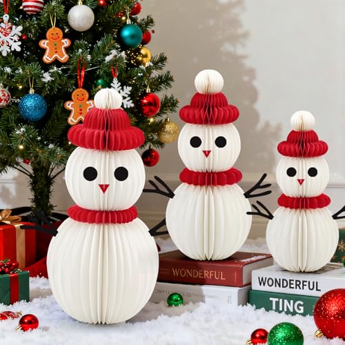 Meiduo Snowman Decor, 2 Pcs Honeycomb Paper Christmas Table Centerpieces - image 4