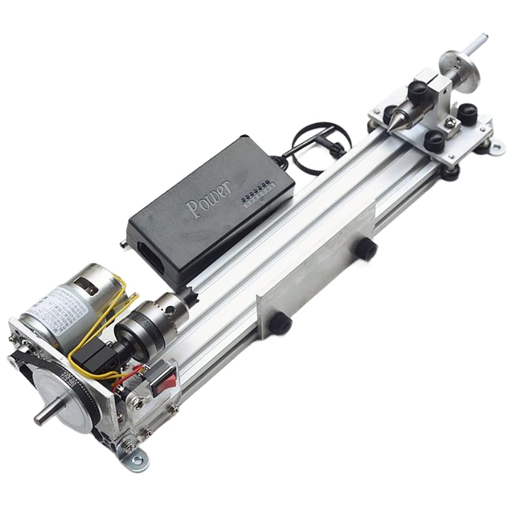 Upgraded Multifunctional Micro Lathe- Adjustable Mini Grinding Polishing Machine Woodworking Lathe 775 Motor Gear Ratio 1:5