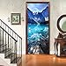 DNFurniture Door Sticker 3D Blue Sky Beautiful Lake Mountains Jungle 95X215Cm Originality Door Diy Sticker Paste Paper Decoration Self-Adhesive Vinyl Door Mural Child Boy Girl Wallpaper For Bedroom Ho