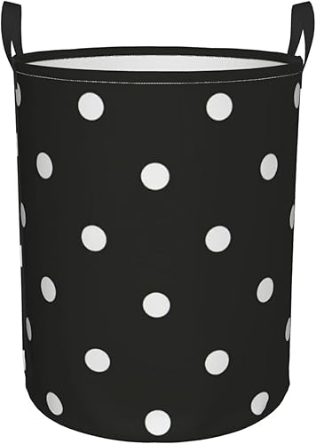 Miniatura 1 de Cesta redonda para ropa sucia de lunares blancos y negros organizador de contenedores de almacenamiento cesta de lavandería portátil