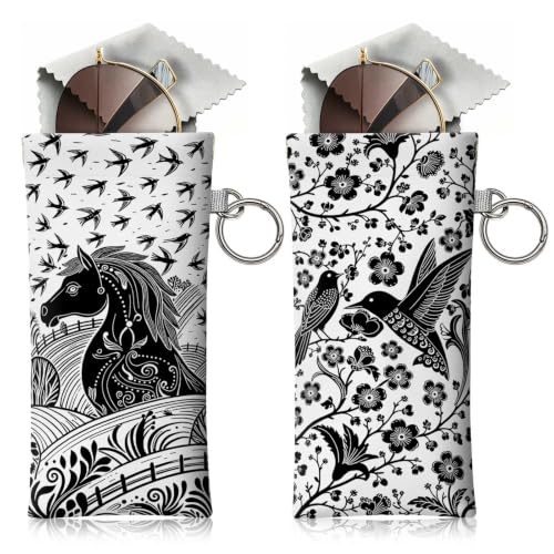 Soft Sunglasses Case with Clip, PU Leather Portable Travel Glasses Case