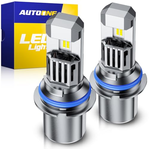 Image of AUTOONE 9007 HB5 Bulbs, No Flicker 6500K White, 60,000LM Brightness, Easy 3 Min Plug and Play, IP68 Rated, Long Lifespan, 2 PCS
