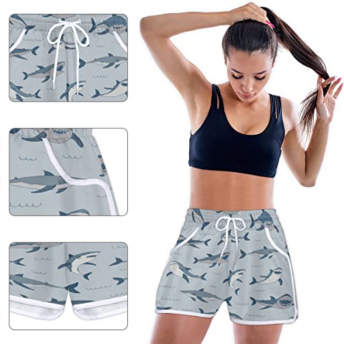 Tavisto Shark Swim Women's Athletic Running Shorts Quick Dry Workout Gym Shorts With Front Pocket For Lounge Sports. #TOP5