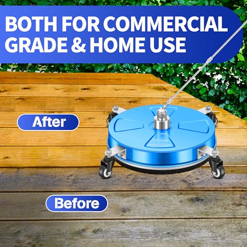 Image of LidoDola 16'' Pressure Washer Surface Cleaner with 4 Wheels - Stainless Steel Surface Cleaner for Pressure Washer Attachment for Concrete, Driveway, Patio, Sidewalk, Deck and Driveways (16 INCH Blue)