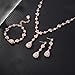 Crysdue Teardrop Bridal Jewelry Set for Wedding Party, Rose Gold Prom Costume Jewellery for Bride Bridesmaids Women, Cubic Zirconia Necklace Dangle Earrings Bracelet