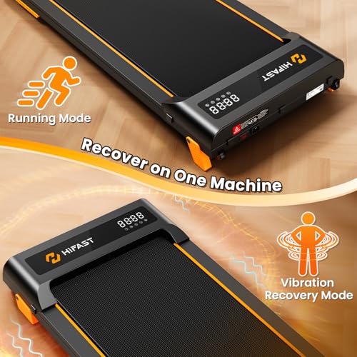 Image of HiFast Walking Pad with Incline, Under Desk Treadmill for Home, 2.5 HP Portable Treadmills with Incline, Compact Treadmill Small Running Pad with LED Display, Remote Control