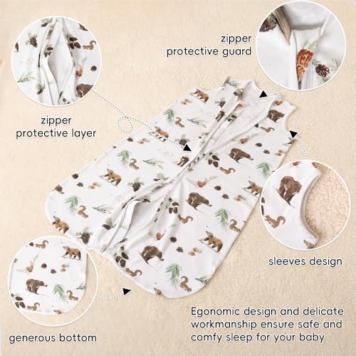 Image of david's kids 100% Organic Cotton Baby Sleep Sack 6-12 Months, Soft Baby Wearable Blankets with 2-Way Zipper, 2 Pack Comfy Sleeping Bags for Infant Newborn Boys Girls, Medium Size, Woodland
