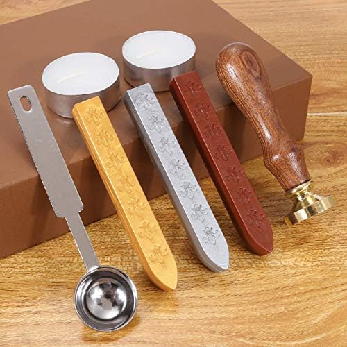 Mogoko Wax Seal Kit, Vintage Wax Seal Stamp Set with Sealing Wax Sticks and Melting Spoon White Candles (Tree of Life)