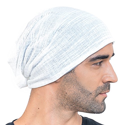 Men Slouch Hollow Beanie Thin Summer Cap Skullcap B018H (White) #TOP11