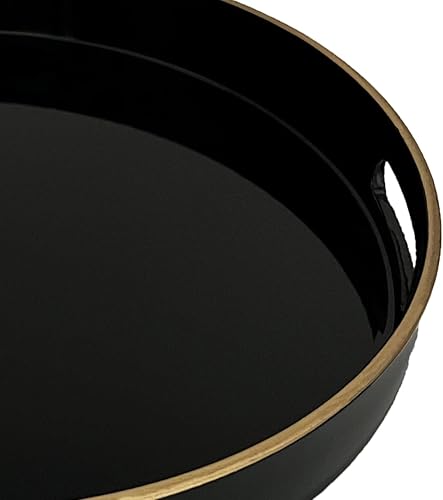 Miniatura 2 de Henilosson Bandeja redonda rosa de 13 pulgadas, bandeja de servir rosa con asas, bandeja decorativa redonda moderna para mesa auxiliar, bandeja de