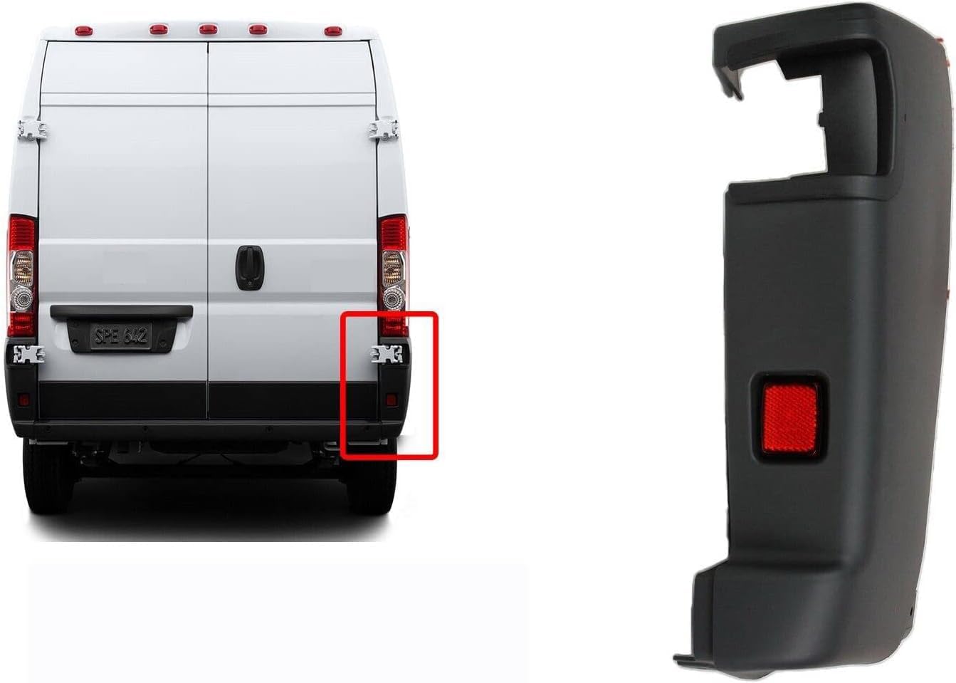FIT DODGE RAM PROMASTER 2019-2023 REAR BUMPER CORNER COVER TRIM BLACK (RIGHT PASSENGER SIDE)
