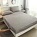 King Size Mattress Protector Comfortable Elastic Warm Bed Sheet Fiber Filling Twin Mattress Cover Bedspread (Kolor : Light gray, Rozmiar : 135x200cm)