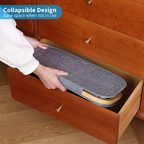 Efluky Slim Laundry Hamper With Lid, Narrow Laundry Hamper With Removable Bag, Collapsible Dirty Clothes Basket With Handles For Bathroom, Bedroom & Laundry Room, 63L Blue-Grey #TOP4