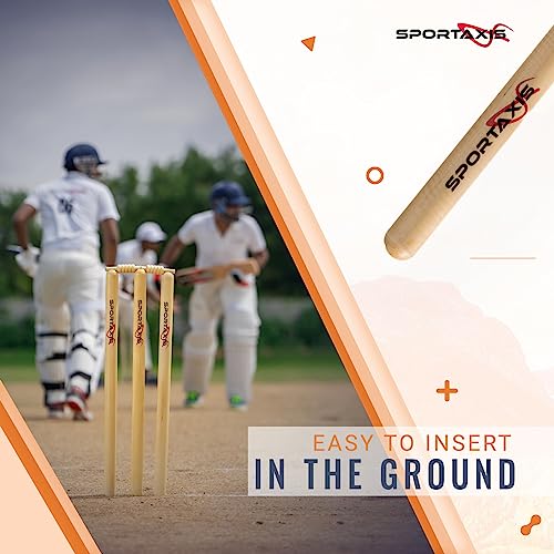 Sportaxis Wooden Cricket Stumps/Wickets With Bails- Portable, Lightweight, Long Lasting Wood Stump #TOP3