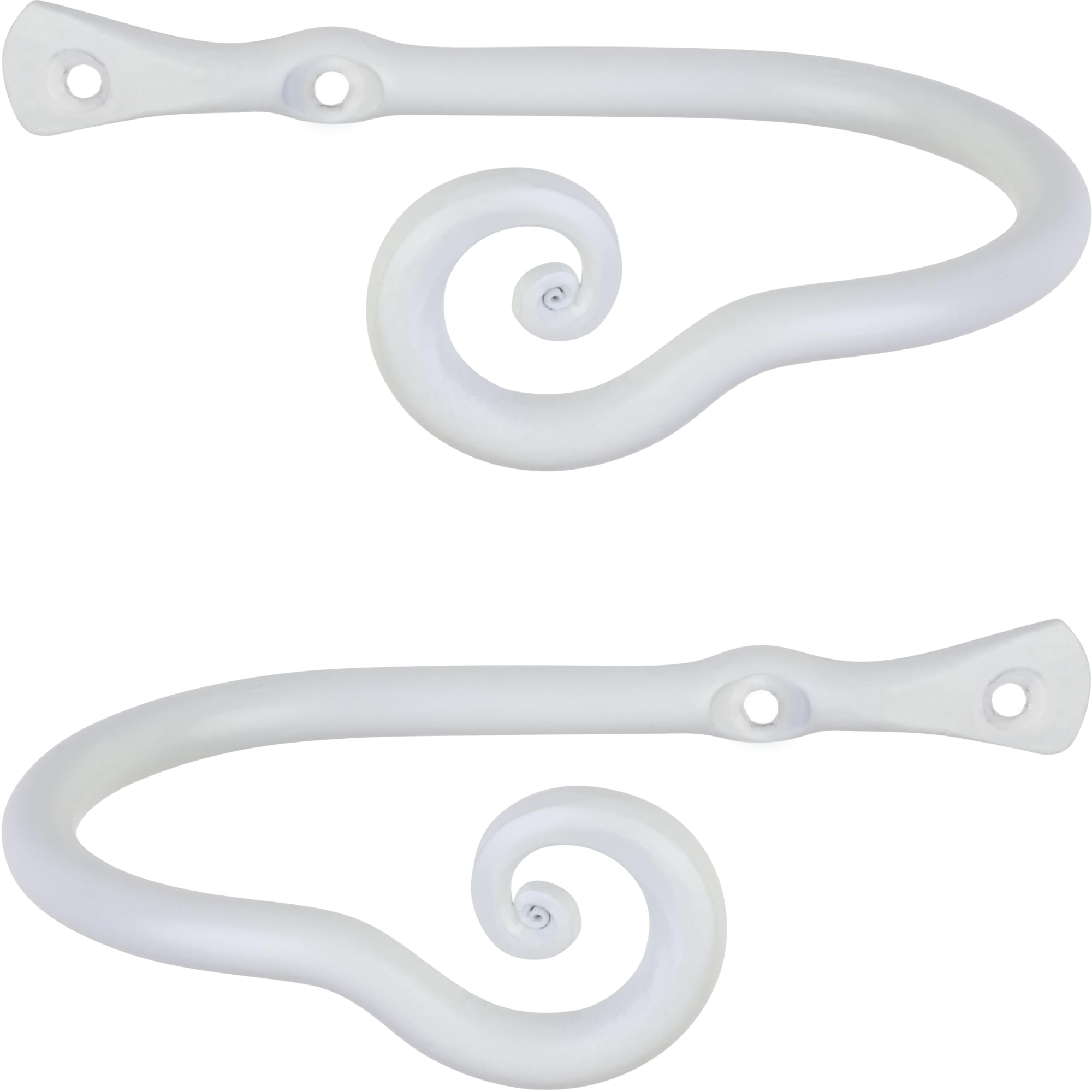RTZENWhite Small Curtain Holders for Wall - Farmhouse Curtain Hooks for Drapes - Creative White Curtain Tiebacks - Wrought Iron Drapery Curtain Holdbacks - Unique Metal Tie Backs for Curtains - 2 Pcs