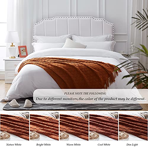 Sunstyle Home Rust Throw Blanket For Couch 50 X 60 Inches - Decorative Knitted Summer Blankets With Tassels - Soft Lightweight Woven Textured Solid Farmhouse Throw For All Seasons #TOP3