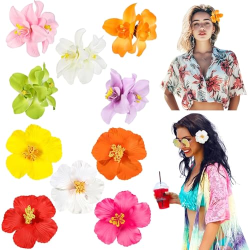 10 horquillas para el pelo con flores de orquídeas, broche de flores, para fiestas, bodas, carnaval, mascaradas