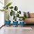 EPFamily Ceramic Plant Pots Indoor, 10 Inch 8 Inch 6 Inch Round Planters Pots for Indoor Outdoor Plants, Modern Large Flower Pots with Drainage Holes and Saucers, Set of 3, Blue