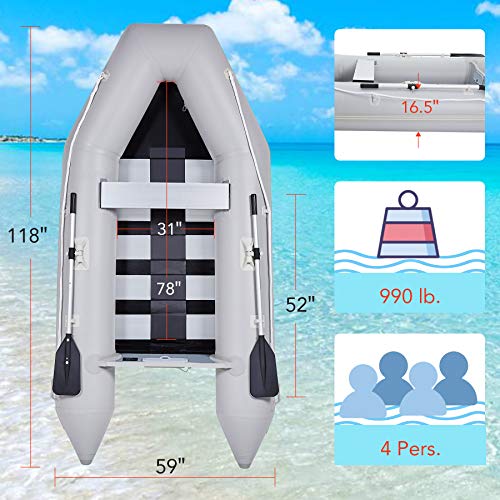 image for CO-Z 10 ft Inflatable Dinghy Boats with Aluminium Alloy Floor, 4 Perso