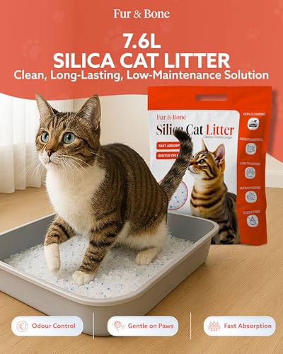Fur & Bone 7.6L Silica Cat Litter - Non-Clumping Cat Litter Crystals - Ultra Absorbent, Fast-Drying & Low-Dust, Odor Control Crystal Granules, Easy to Clean for Housetraining Cats and Kittens - Image 2