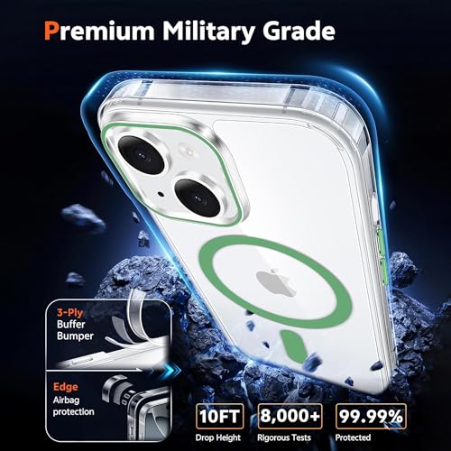 Image of KARWAN Crystal Clear Transparent Back Cover Case with Camera Protection,Compatible with iPhone 15, Anti Yellow Clear Shockproof Scratch Resistant Case with Magnetic MagEaze Wireless Charging