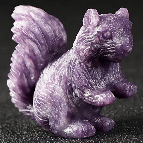 Estatua de Ardilla de Cristal Lepidolita 2 pulgadas