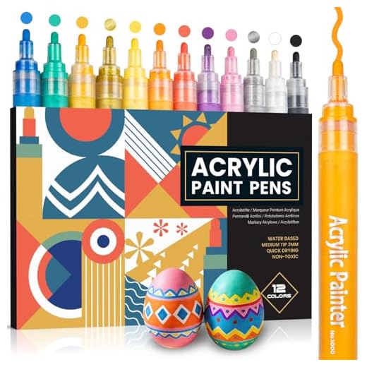 JR.WHITE Acrylic Paint Pens Paint Markers for Rock Painting, Canvas, Wood, Glass, Fabric, Metal, Plastic, Arts Crafts Easter Eggs, Pumpkin, Scrapbooking Supplies, Graffiti Markers for Adults Kids