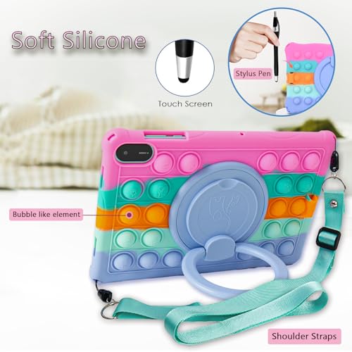 ATOOZ for Honor Pad X8a Case Kids,Soft Silicone Case for Honor Pad X8a Tablet 11 inch 2024 with 360 ° Rotating Bracket & Adjustable Shoulder Strap (Pink) - Image 3