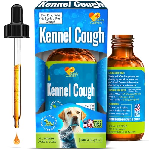Canis&Cattus Kennel Cough Treatment for Dogs – Natural Cough Medicine for Dogs and Cats – Dry Cough Suppressant Helps to Soothe Throat – 2 oz