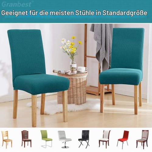 Granbest Hohe Dehnung Stuhlhussen, Universelle Passform Jacquard Esszimmerstühle Bezüge, Abnehmbare Stuhl Protektors für Esszimmer, Küche… – Ansicht 5