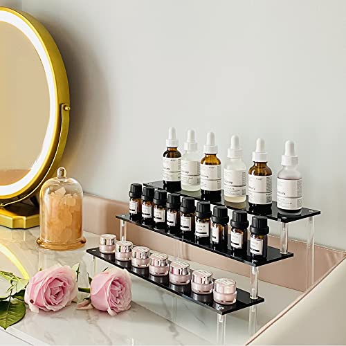 Image of AZEAM Acrylic Riser, Black Display Risers Stand Large Collection Organizer Shelf for Cupcake Food Desserts Holder Cosmetic Products Tabletop Use and More (12 X 8 X 6 Inch) (2 Packs Black)