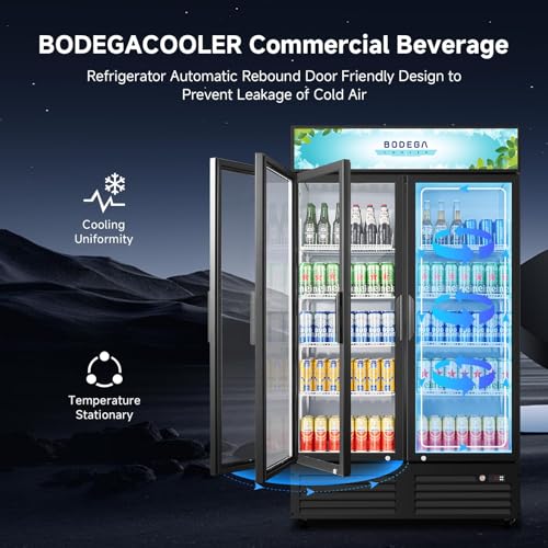 Image of BODEGACOOLER 35.4 Cu.Ft Commercial Beverage Fridge, 2 Door Display Cooler