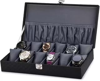 Generic New Black & Gray 12 slots watch box Watch Box (Black & Gray, Holds 12 Watches)