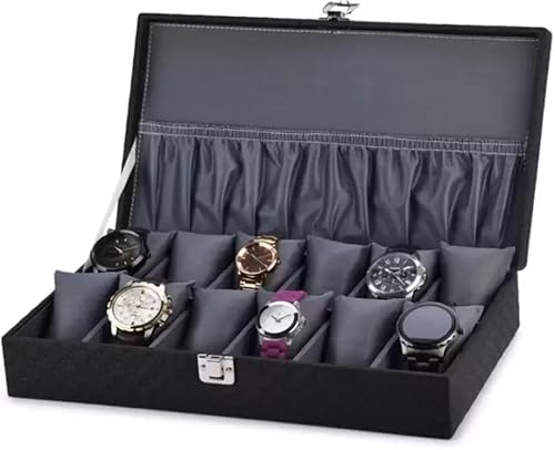 New Black & Gray 12 slots watch box Watch Box (Black & Gray, Holds 12 Watches)