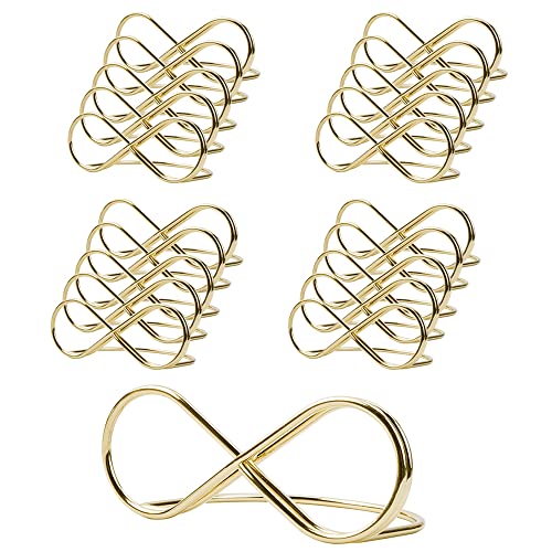 Tischkartenhalter Gold Unendlich, Utopgee 20 Stück Menükartenhalter Hochzeit Gold, Kartenhalter Hochzeit Gold, Fotohalter Metall, Tischnummernhalter Hochzeit Gold für Hochzeit Party Büro Restaurant Cover