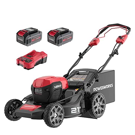Powerworks XB 40V 21" Brushless Cordless Push Mower, Electric Self-Propelled Lawn Mower for Garden, with 4Ah Battery and Charger Included