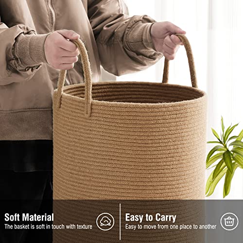 Jute Rope Laundry Hamper Basket By Techmilly, 58L Tall Laundry Basket For Blanket Storage, Large Baby Nursery Hamper For Laundry, Woven Clothes Hamper For Bedroom, Living Room #TOP2