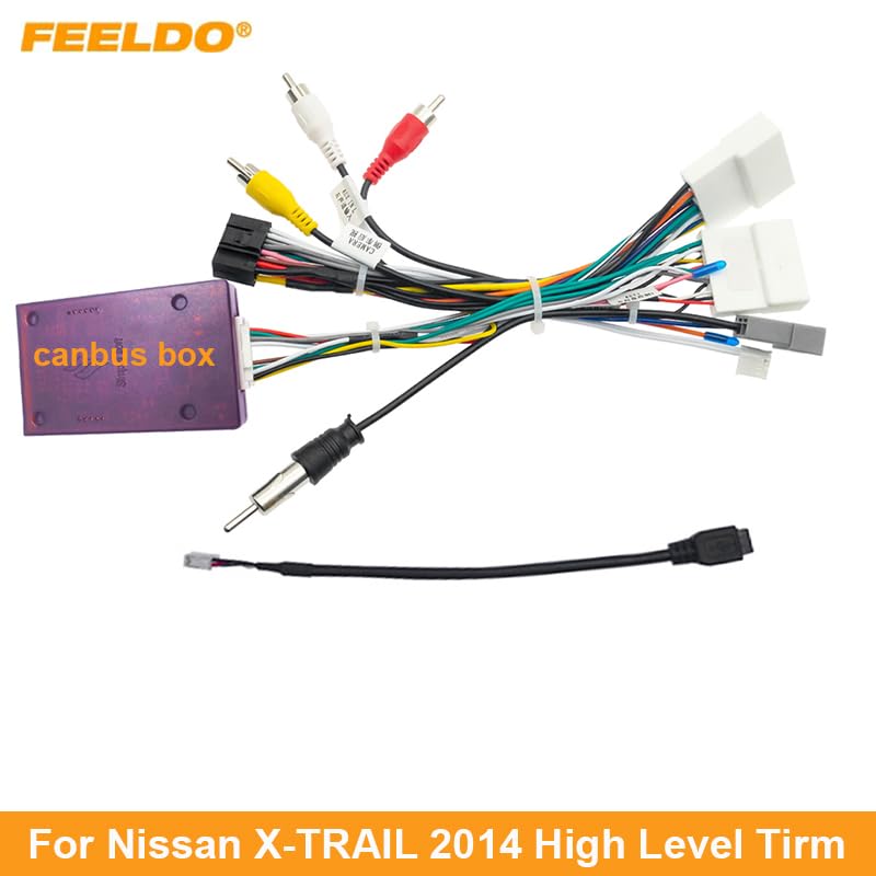 Car 16pin for Audio Wiring Harness with Canbus Box for Nissan X-Trail Aftermarket Stereo Installation Wire Adapter - (Color Name: AB Cable-canbus Box)