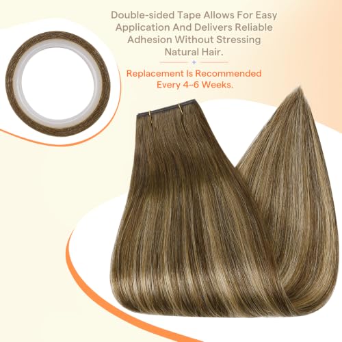 Image of Full Shine Tape in Weft Hair Extensions Human Hair, 50g 24 Inch