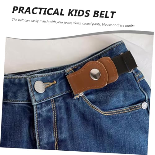 Beaupretty 2pcs Stretchy Waist Belt Elastic Buckle Waistband for Boys Flexible Comfortable Waist Belt for Dresses Jeans Skirts Lightweight Non Bulky Design in Khaki and Black4