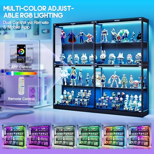 Image of AMERLIFE 75-Inch RGB Display Cabinet with Glass Shelves