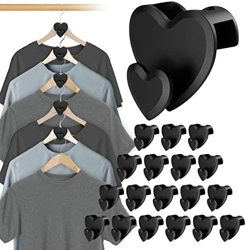 18 Pcs Clothes Hanger Connector Hooks,Space-Saving Clothes Hanger Connector Hooks,Cascading Hanger Save Space,Wardrobe Organizers and Storage, College Dorm Room Essentials,Black
