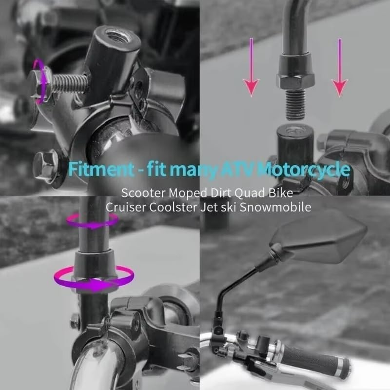 Espejos moto universales con visión gran angular y carcasa ABS antishock de 10mm 5
